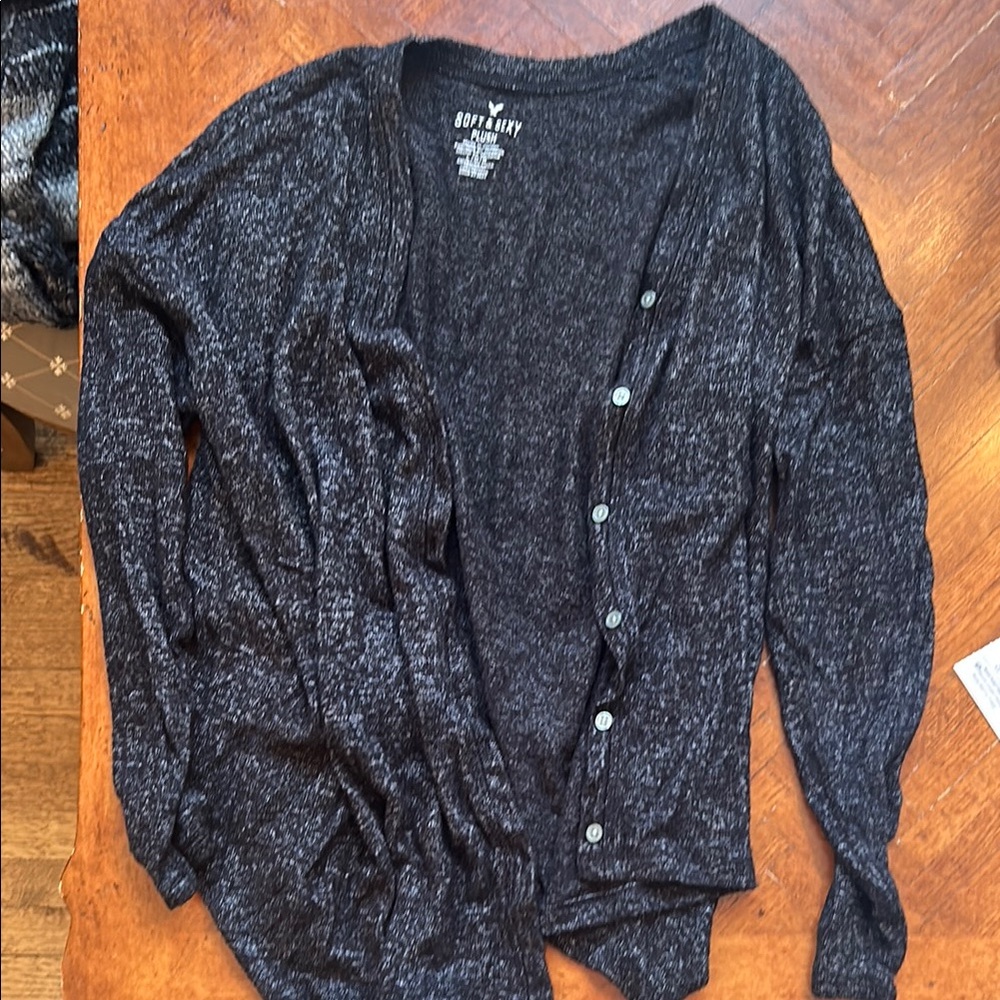 Soft Black Button-Up Cardigan